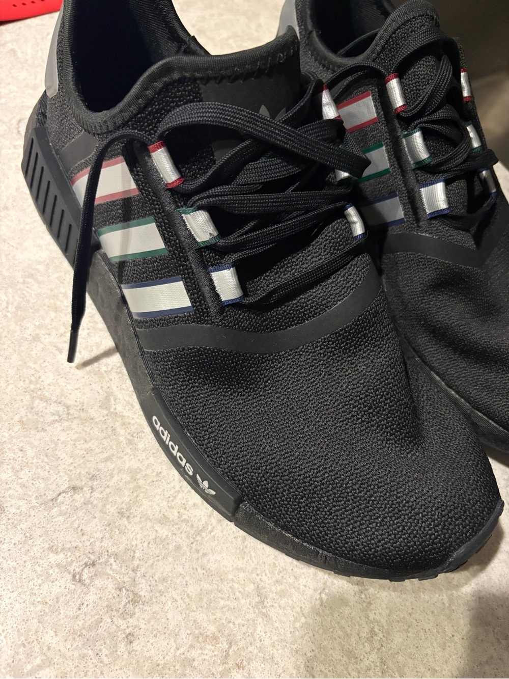 adidas Black Sneakers with Multicolor Stripe Accents
